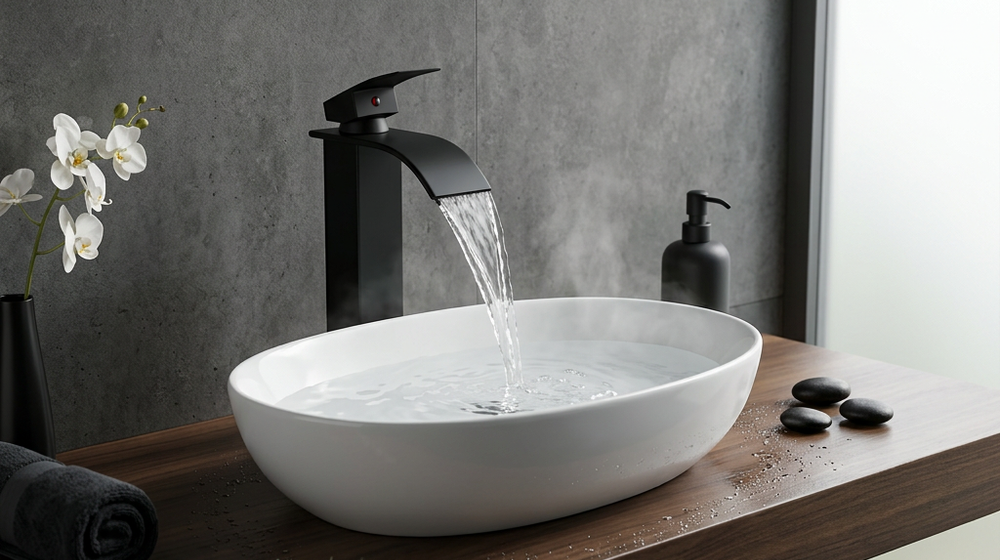 Mitigeur Lavabo Cascade Laiton Massif | Effet Waterfall