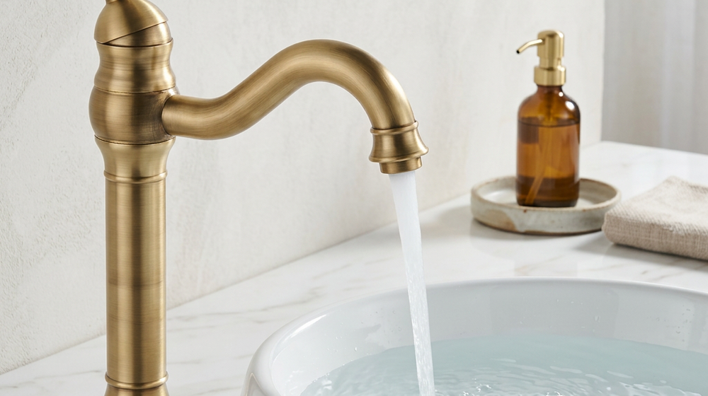 Mitigeur Lavabo Laiton Antique Massif | Style Rétro