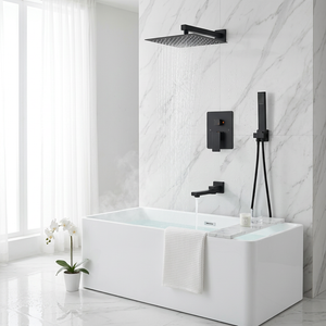 Colonne Douche Encastrée Noir Mat | Pommeau Pluie XXL