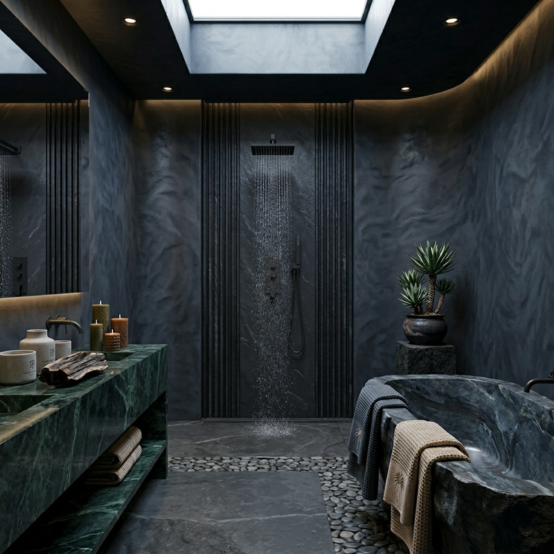 Colonne Douche Encastrée Noir Mat | Pommeau Pluie XXL — vue 4