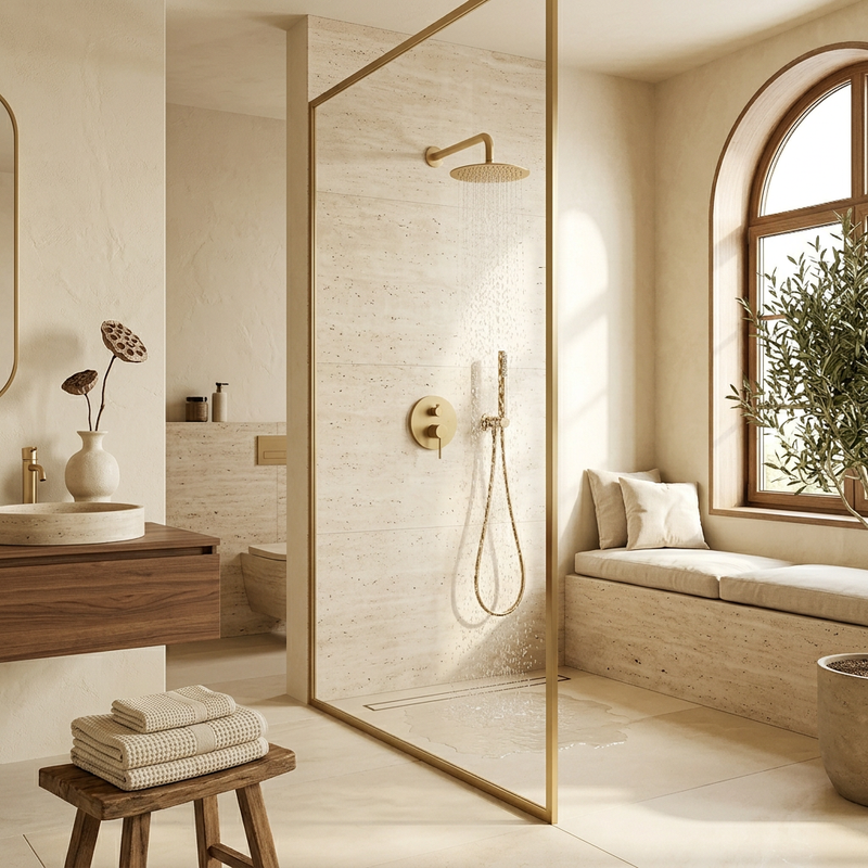 Set Douche Encastré Or Brossé | Pommeau Pluie 30 cm — vue 4