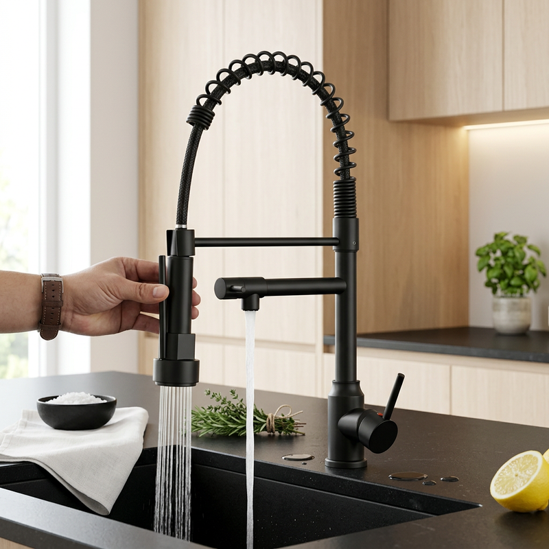 Robinet Cuisine Extractible à Ressort | Douchette — 4 Finitions