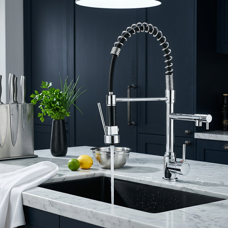 Robinet Cuisine Extractible à Ressort | Douchette — 4 Finitions — vue 4