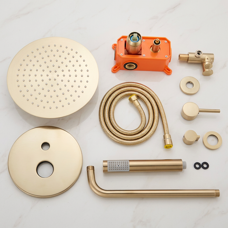 Set Douche Encastré Or Brossé | Pommeau Pluie 30 cm — vue 6