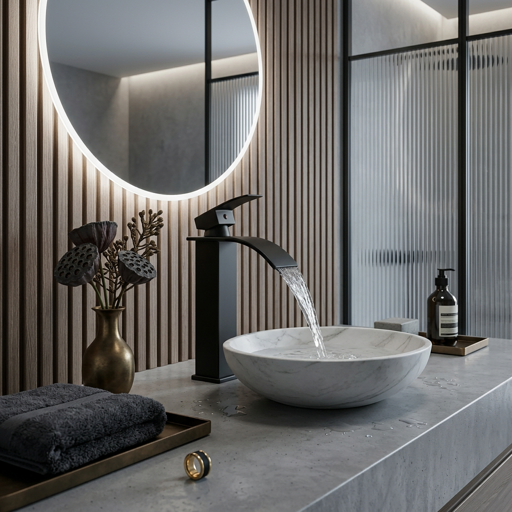 Mitigeur Lavabo Cascade Laiton Massif | Effet Waterfall — vue 2