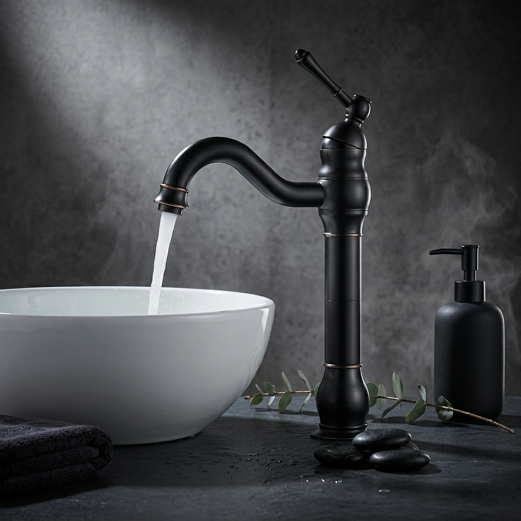 Mitigeur Lavabo Laiton Antique Massif | Style Rétro — vue 2
