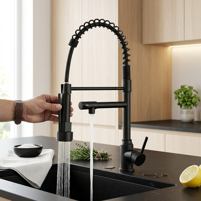 Robinet Cuisine Extractible à Ressort | Douchette — 4 Finitions