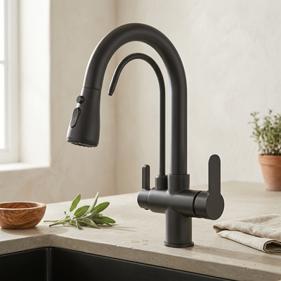 Robinet Cuisine Filtrant Noir Mat | Eau Pure 3 Voies